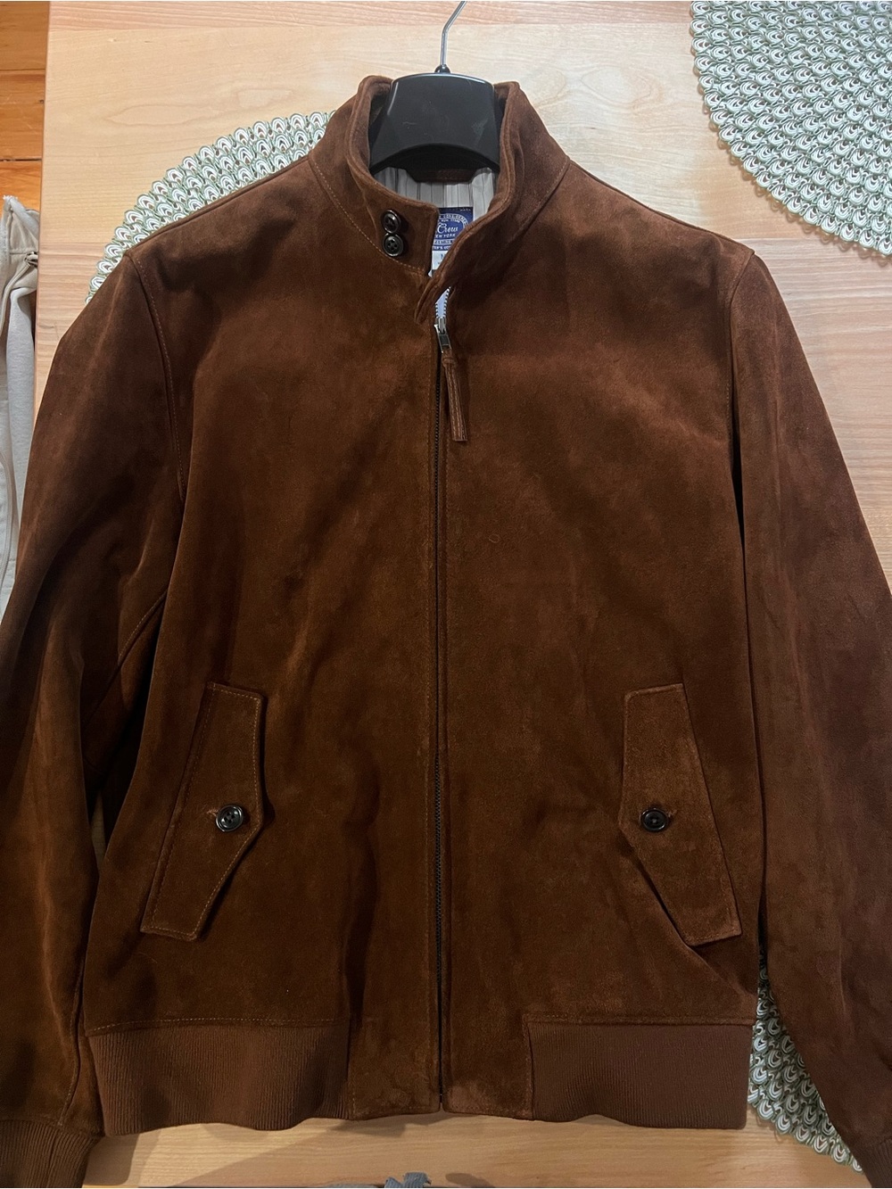 J. Crew Men's Dark Brown Harrington Calf Suede Jacket NWT